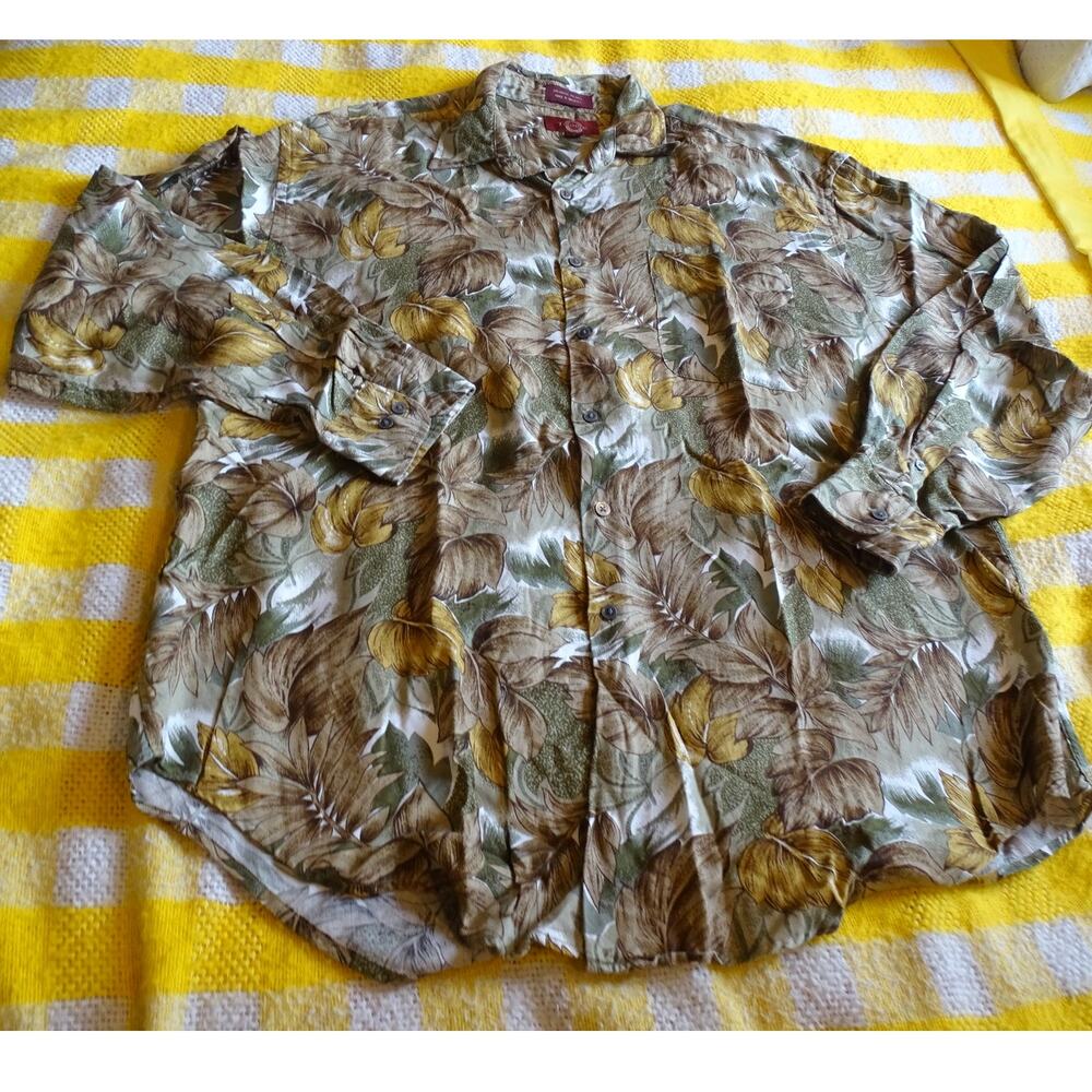 Timepieces Vintage Rayon Wool Blend Shirt L Retro Pattern Made in Malaysia
